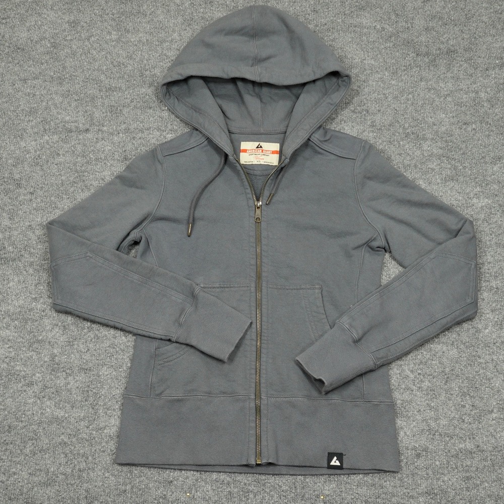 American Giant Hoodie Womens XS Gray Full Zip Heavyweight Cotton Sweatshirt